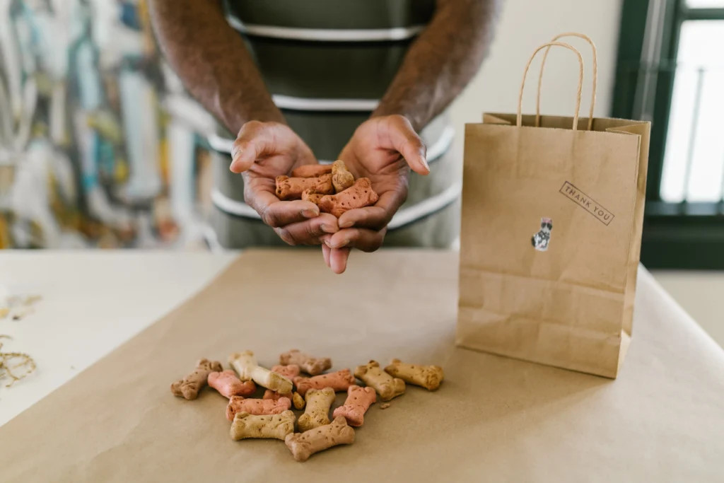 A spread of the best dog foods for allergies, featuring limited ingredient dog treats, showcasing the joy of allergen-free indulgence for our canine friends.