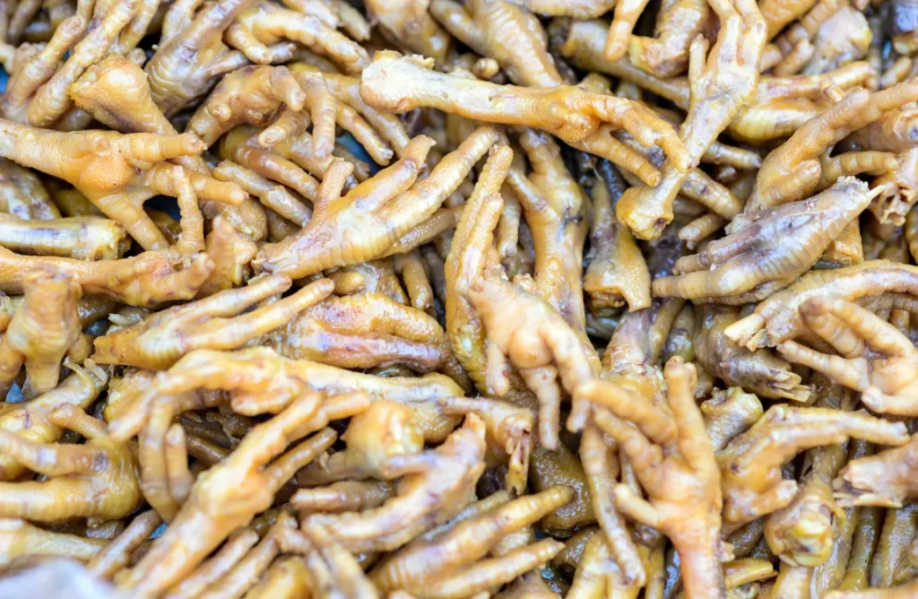 Preparing chicken feet for cooking for dogs